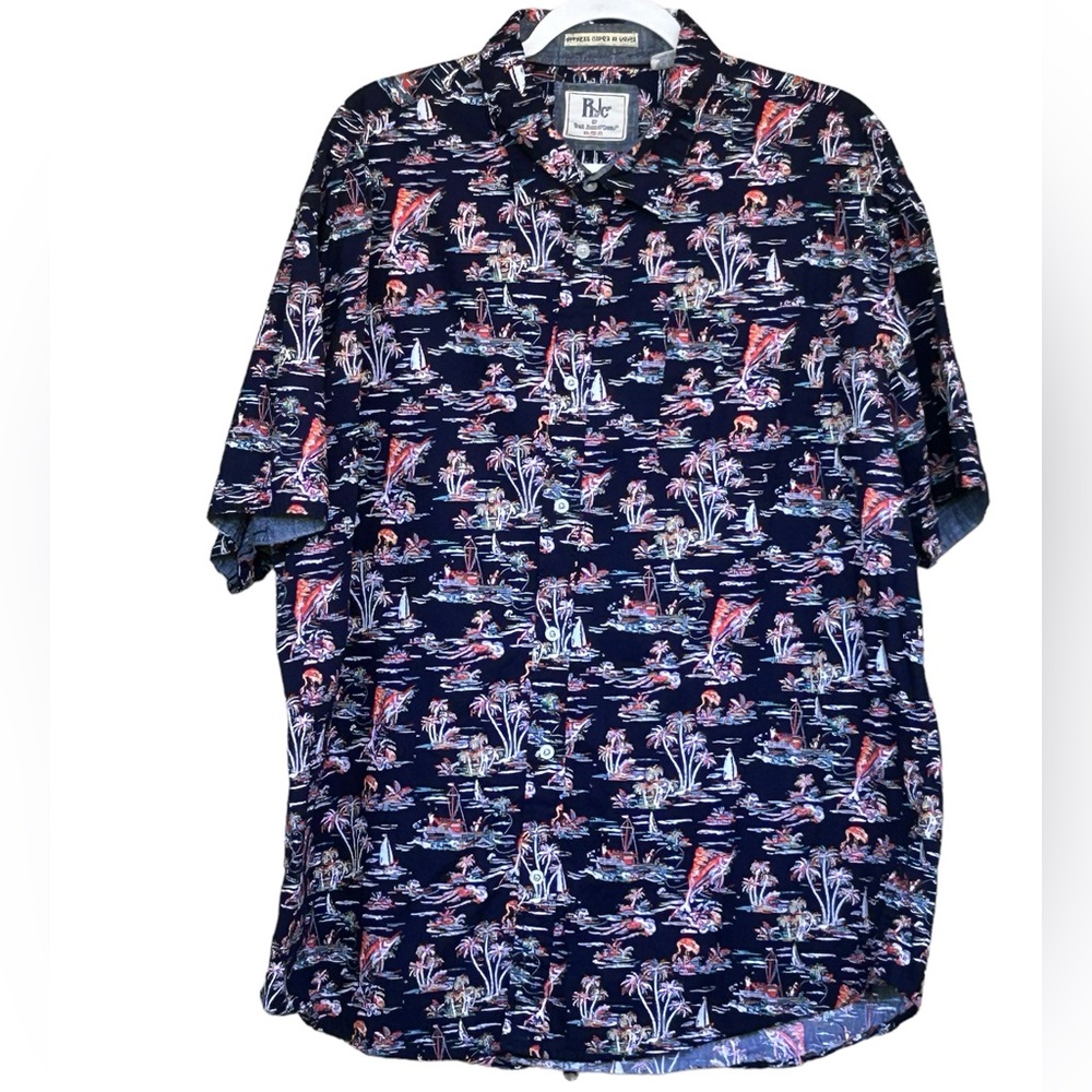Happiness Comes In Waves Rebel James Charli RJC Hawaiian Print Shirt Size 2X